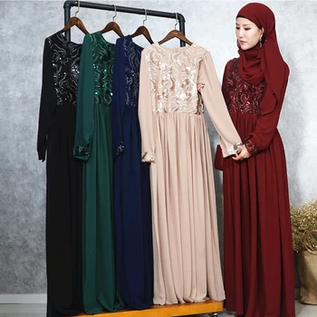 Eid Vestidos Sequin Abaya Dubajas Arābu Musulmaņu Kleita, Hijab Turcija Kaftan Sukienki Sieviešu Caftan Marokens Drēbes Musulmane Kleitas