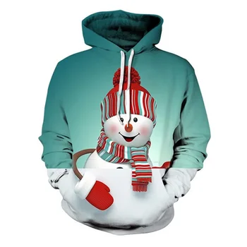2019 Stilīgs Unisex Džemperis 3D Drukāšanas Pulovers Sniegavīrs Ziemassvētku Džemperis Jaunums Neglīts Kapuci Vīriešiem, Sievietēm, Plus Lieluma Silts Džemperis