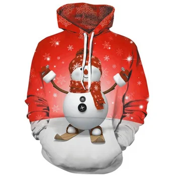 2019 Stilīgs Unisex Džemperis 3D Drukāšanas Pulovers Sniegavīrs Ziemassvētku Džemperis Jaunums Neglīts Kapuci Vīriešiem, Sievietēm, Plus Lieluma Silts Džemperis