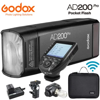 Godox AD200Pro TTL 2.4 G HSS 1/8000s Kabatas Zibspuldze, Dubultā Galvu 200Ws Sistēma Flash Gaismas