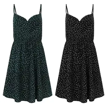 Dot Iespiesti Sundress Pludmali bez Piedurknēm Kleitas VONDA 2021. gada Vasaras Kleita Sievietēm Vintage Plus Lieluma Bohēmijas Vestidos Femme Drēbes