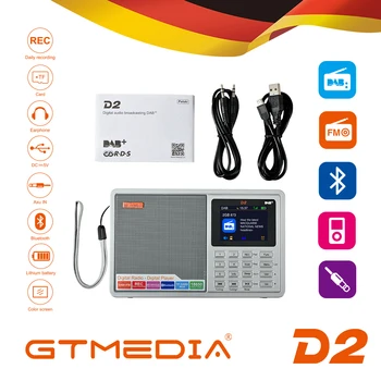 GTMEDIA D2 Portatīvie Radio FM DAB stereo/ RDS Vairāku Joslu Radio Skaļrunis ar LCD Displejs Modinātājs Atbalsta Micro SD TF Kartes