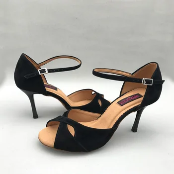 8.5 cm augsta papēža melnas Latin Deju Kurpes sievietēm Salsas kurpes pratice apavi ērti latīņu kurpes MS6226BSL zema papēža pieejams