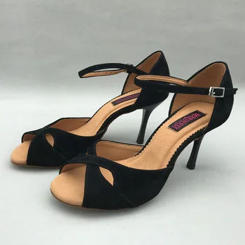 8.5 cm augsta papēža melnas Latin Deju Kurpes sievietēm Salsas kurpes pratice apavi ērti latīņu kurpes MS6226BSL zema papēža pieejams
