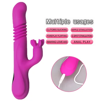 G-spot Vibrators Maksts un Klitora Stimulators Dildo 10 Rotācijas Režīmi un 10 Thrusting Frekvences Apkures Ūdensizturīgs Silikona
