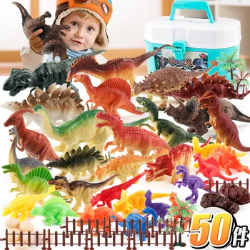 50gab Simulācijas Dinozauru Rotaļlietu Komplekts Dinozauru Uzglabāšanas Kaste Bērniem Rotaļu Apdares Svētku Dāvanu