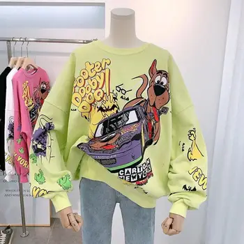 ZITY Karikatūra Hoodies 2020. Gadam Samazināsies Sieviešu Topi Plānas Tipa Džemperis pelēkā vārna Rudens Ziemas Korejas Modes Slinkums-Stila Meitene Krekls