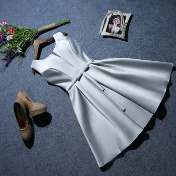 Sieviešu kāzu kleitas plus lieluma o kakla piedurknēm satīna īsas oficiālas balli vakara kleitu uz Jauno Gadu ir 2021. cocktail dress