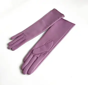 Sieviešu dabīgas aitādas ādas ilgi cimdu dāma ir īsts ādas touch screen braukšanas cimdu 45cm R2302
