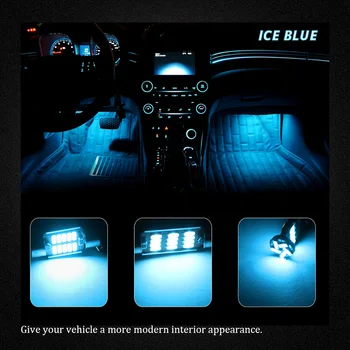 Wolflamp 11Pcs Balta, Ledus Zila Canbus LED Interjera Auto Lukturi 2013. gada līdz 2017. gadam Mitsubishi Outlander Dome Gaismas numura zīme Spuldzes