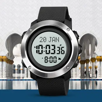 Luksusa Digitālais pulkstenis Vīriešiem Top Zīmolu SKMEI Qibla Atgādināt Bookmard rokas Pulkstenis Laguange Atlases Stundu Modes Vīriešu Pulksteņi Pulkstenis