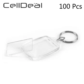CellDeal 100gab Akrila Plastmasas Tukšu Keyrings Ielikt Pases Foto Atslēgu Riņķi 3 Izmēri Atslēgu, Gredzenu Keychain DIY Pārredzams Laukums