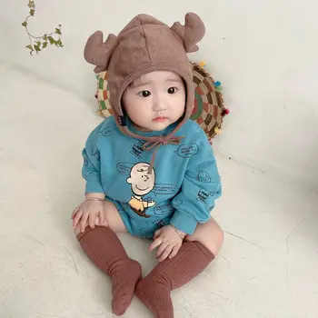 Baby Boy Apģērbs Rudens Bērnu Jumpsuit Jaundzimušo Karikatūra ar garām Piedurknēm Kokvilnas Apģērbs Mazulim Meitene Romper Zīdaiņu Apģērbs, 3-6M Bērniem