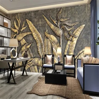 Milofi zelta putnu un paradīze skulptūru sienas fonā sienas gleznojums tapetes