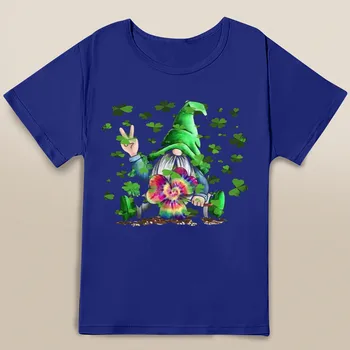 40# Sieviešu Harajuku Svētā Patrika Dienā, T-krekli Gnome Iespiesti Plus Lieluma O-veida kakla ar Īsām Piedurknēm Grafiskais Tee Topi Tshirts Streetwear