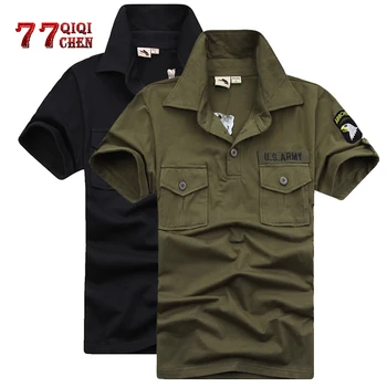 Vasaras Taktiskās T Krekls Vīriešiem Militāro Armband T-krekls Vīriešu camo Savukārt Apkakle Elpo Īsām Piedurknēm Pogas, T Krekli M-3XL