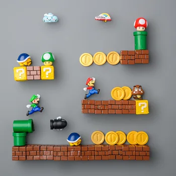 10/12Pcs Super Mario, Ledusskapis Magnēti Rotaļlietas 3D Stereo Karikatūra Animācijas Māju Apdare, Dekoratīvi Figūriņas