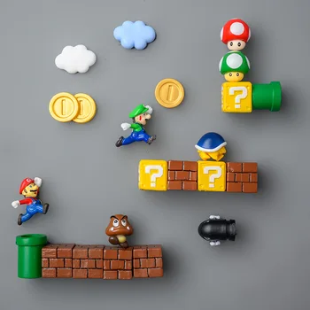 10/12Pcs Super Mario, Ledusskapis Magnēti Rotaļlietas 3D Stereo Karikatūra Animācijas Māju Apdare, Dekoratīvi Figūriņas