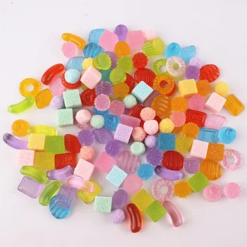 50gab/daudz DIY sveķu cabochons piederumi flatback sveķu konfektes mix krāsas kombināciju, dažādas formas