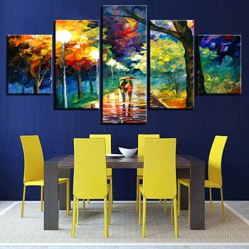 Audekls HD Izdrukas, Plakāti Dzīvojamā Istaba Ietvaros 5 Gabali Koki Un Mīļākais Gleznas Klasiskā Abstraktu Ainavu Bildes Wall Art