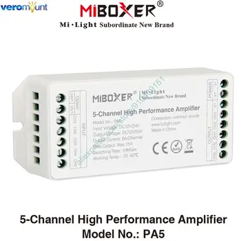 Miboxer PA5 5-Kanālu Pastiprinātāju, Augstas Veiktspējas Kontrolieris DC12V 24V 10A Vienotā Krāsu KMT RGB RGBW RGBCCT PMW Kontrolieris