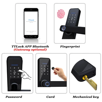 Smart Durvju slēdzenes pirkstu Nospiedumu Slēdzene Elektroniskā Ciparu slēdzene Bluetooth, Wifi Vārti TTlock Tālvadības Koka durvju slēdzenes, Alexa, Google