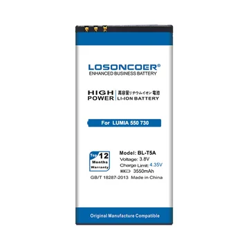 LOSONCOER 3550mAh BL-T5A Akumulatora Nomaiņa Li-ion par Microsoft Nokia Lumia 550 730 735 738 Supermens RM1038 RM1040