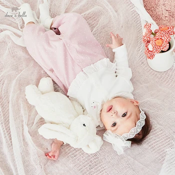 DBH15941 dave bella pavasara jaunu piedzimst mazulis meiteņu modes raibs jumpsuits zīdaiņu toddler apģērbi bērnu romper 1 gab.