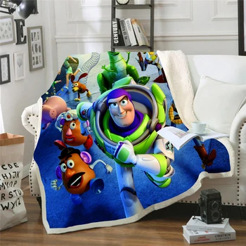Disney Rotaļlietu Stāsts Vilnas Segu Sherif Koksnes Buzz Lightyear Bērnu Plīša Sedziņa Mest Sofa Bed Cover Gultas piederumi Zēniem Dāvanas