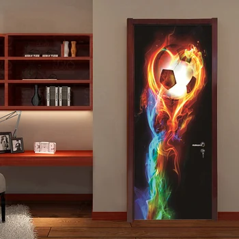 Foto Tapetes 3D Stereo Krāsains Fireball Gleznojumi Bērnu Guļamistabā, viesistabā, dizaina Viesnīcas Durvis Uzlīmes PVC Ūdensnecaurlaidīga Sienas Dokumenti