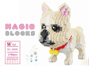 Mopsis Suns Ēkas Rotaļlietu Mini Grupu Mopsis Suns Dzīvnieku, Mājdzīvnieku 8808 Balody Bērniem Pūdelis-Modelis 1500pcs Ķieģeļu Kolekcija Dizains