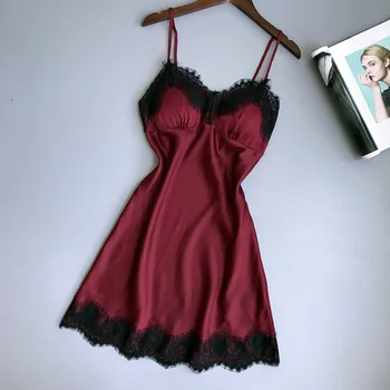 Sexy Kārdinājumam Sieviešu Linga Mežģīnes Nightgowns Atdzist Plānas Sleepwear V-veida Kakla Nightdress Sleepshirts