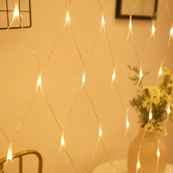 Neto LED String Gaismas Ziemassvētku Puse, Svētku Dekorēšana Lampas, Āra Ūdensizturīgs LED Neto Acs Pasaku Stīgu Gaismas Vainags Dekori