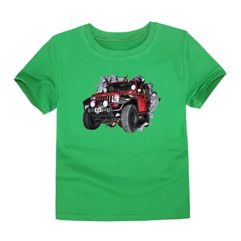 Pilnīgi Jauns Vasaras Bērnu Modes 3D Truck SUV Automašīnu, T Krekli Zēniem, T Krekli, Bērnu Kokvilnas Vasaras Topi Bērnu Zēniem Vasaras Drēbes