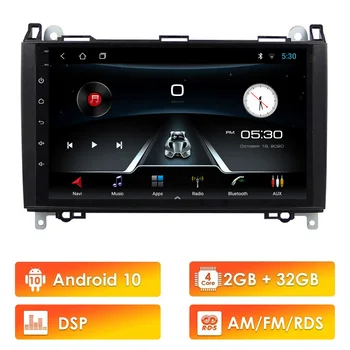 2 din Auto Multimedia Player Android 10 RDS DSP GPS Autoradio Par Mercedes Benz B W245 B150 B160 B170 B180 B200 B55 2004-2012