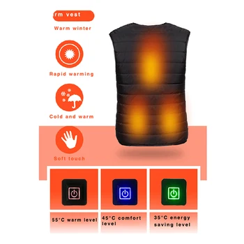 Inteliģento sēdekļu jaka smart apkures veste trīs līmeņu temperatūras regulēšana sēdeklis uztur Pastāvīgu temperatūru iekšējo valkāt veste