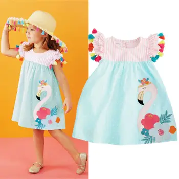 Modes Toddler Bērniem, Baby Meitenes Flamingo Vasaras Ikdienas Kleita Sundres Apģērbs, Apģērbu Modes Zīdaiņu Apģērbs