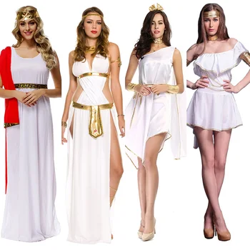 Dāmas Romiešu Princese Toga Masku Halloween Grieķijas Olimpiskās Grecian Dieviete Apģērbs Kostīms