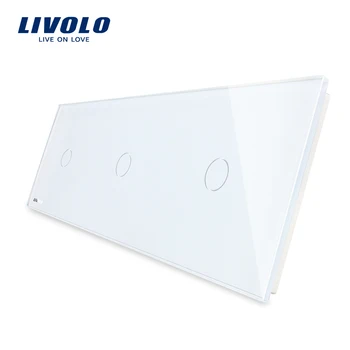 Livolo Luksusa White Pearl Kristāla, Stikla,222mm*80mm, ES standarts, Trīskāršā Stikla Panelis,VL-C7-C1/C1/C1-11