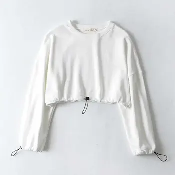 Rudenī ražas top hoodies sieviešu kokvilnas pulovers gudrs pelēkā vārna apgriezts hoodies sieviešu krekls sievietēm korejas pelēkā vārna vintage Rudens