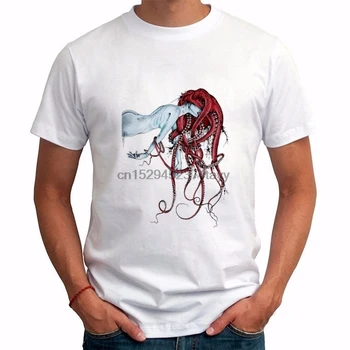 Atpūtas Karstā pārdošanas Jaunu stilu Vīriešu Vīriešu Cool T-krekls Astoņkāji Sieviete, O-veida kakla T-krekli, Vīriešu apģērbu, Balts t-krekls