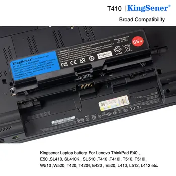 KingSener Klēpjdatoru akumulatoru ThinkPad L512 L412 L520 E 425 E520 E525 W520 T410 T420 T510 T520 42T4751 42T4752 42T4885 42T4886 55+
