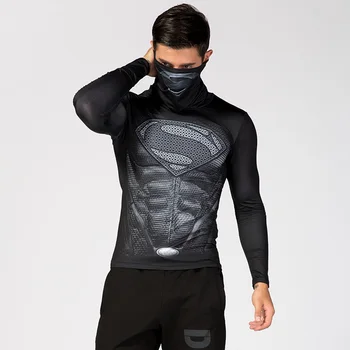 Karstā pārdošanas Modes Vīriešu Augsta Apkakle Atloks, Apakšveļa 3D Iespiesti Kompresijas krekls Supervaroņa Kostīms Komiksu Supervaronis Vīriešu Tops