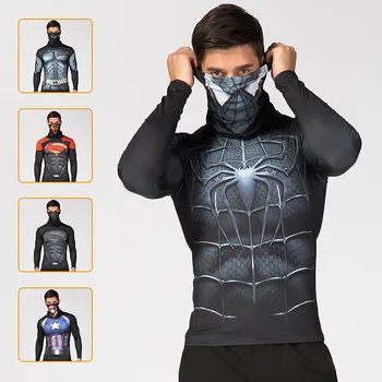 Karstā pārdošanas Modes Vīriešu Augsta Apkakle Atloks, Apakšveļa 3D Iespiesti Kompresijas krekls Supervaroņa Kostīms Komiksu Supervaronis Vīriešu Tops