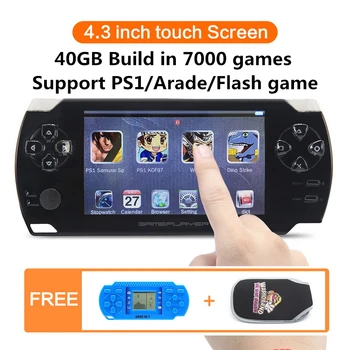 CZT 4.3 collu touch screen Rokas Video Spēļu Konsoles 40GB veidot 7000 spēles PS1/Arcad/flash/mk/gbc/smd/nve/nes MP3/4
