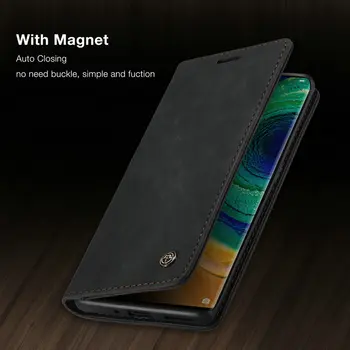 Par Huawei Mate 30 Pro Gadījumā Magnētisko Flip Ādas Luksusa Segtu Mate 30 P20 P30 lite Seifa durtiņas P Smart 2019 Gadījumā, ja Kartes Turētājs