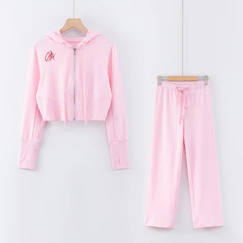 2019 jaunā pavasara rudens iamgia rozā apģērbs uzstādīt sweatsuits sievietēm 2 gabals skriešanas kostīmi sievietēm augšu un garas bikses