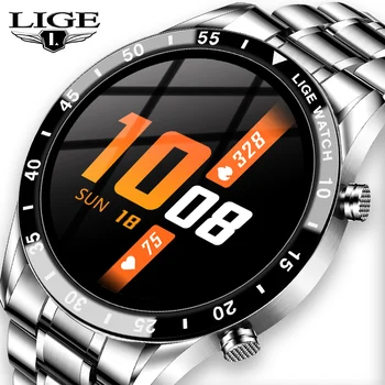 LIGE Biznesa Smart Skatīties Vīrieši sirdsdarbība BBlood Spiediena kontroles Modinātājs Atgādinājums Bluetooth Zvanu Skatīties Sporta Smartwatch