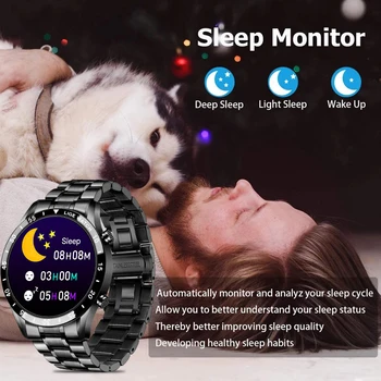 LIGE Biznesa Smart Skatīties Vīrieši sirdsdarbība BBlood Spiediena kontroles Modinātājs Atgādinājums Bluetooth Zvanu Skatīties Sporta Smartwatch
