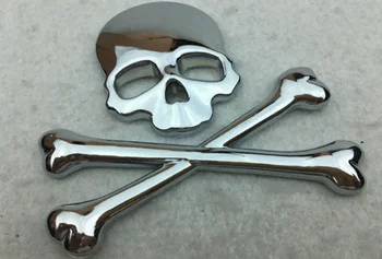 3D Chrome Metāla Galvaskausa Skelets Krusta Automašīnas Bagāžnieka Aizmugurē Emblēmas Nozīmīti Decal Uzlīmes